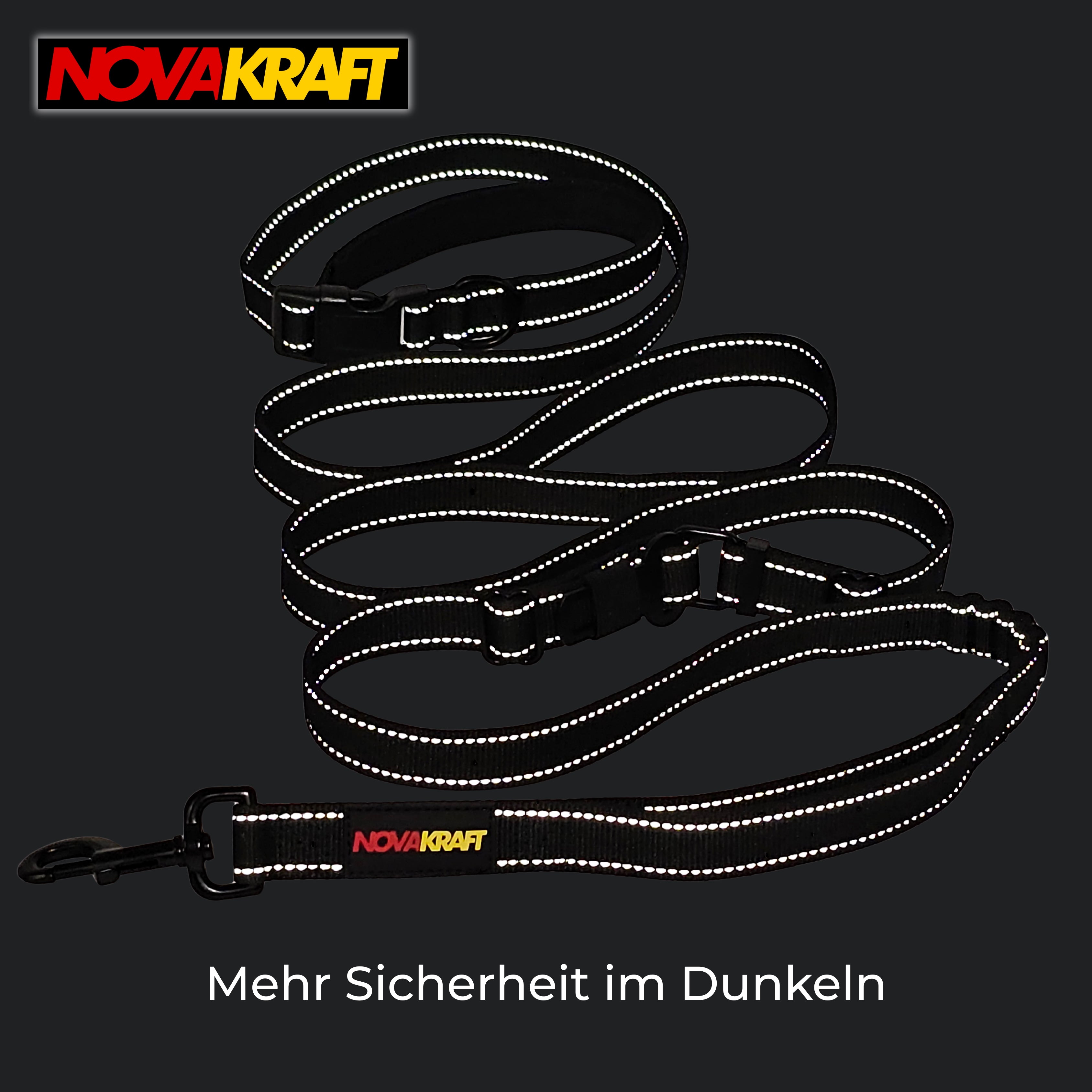 Freihand-Umhängeleine verstellbar mit Auto-Sicherheitsgurt (schwarz)