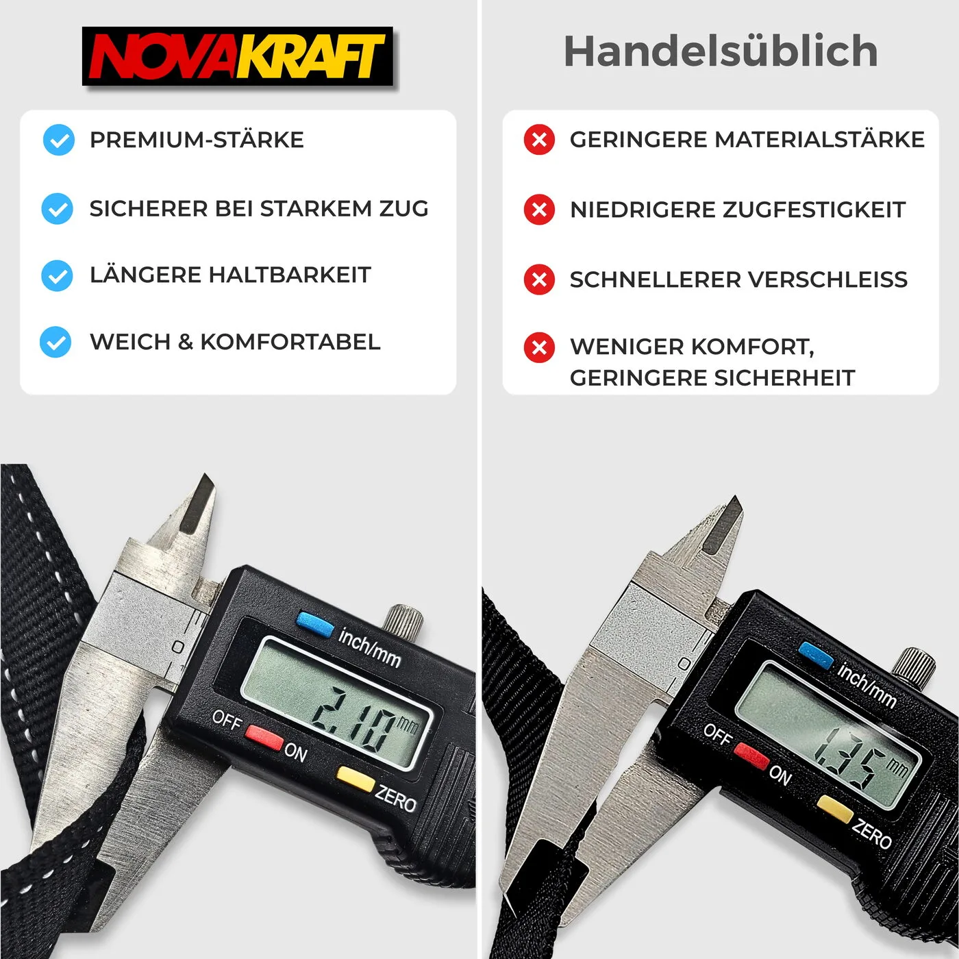 2,1 mm Premium-Materialstärke gegenüber vergleichbaren Leinen